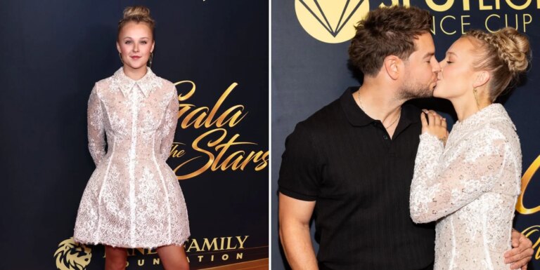 JoJo Siwa montre un style différent en embrassant Chris Hughes sur le tapis rouge Chris Hughes and JoJo Siwa kiss on the red carpet