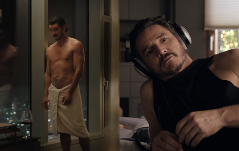 Monstre! la bande-annonce donne soif aux fans de Pedro Pascal : « Comment suis-je censé survivre » Images of Pedro Pascal in BEHEMOTH: let of him in a towel and shirtless, right of him leaning against a table in headphones and a sleeveless vest