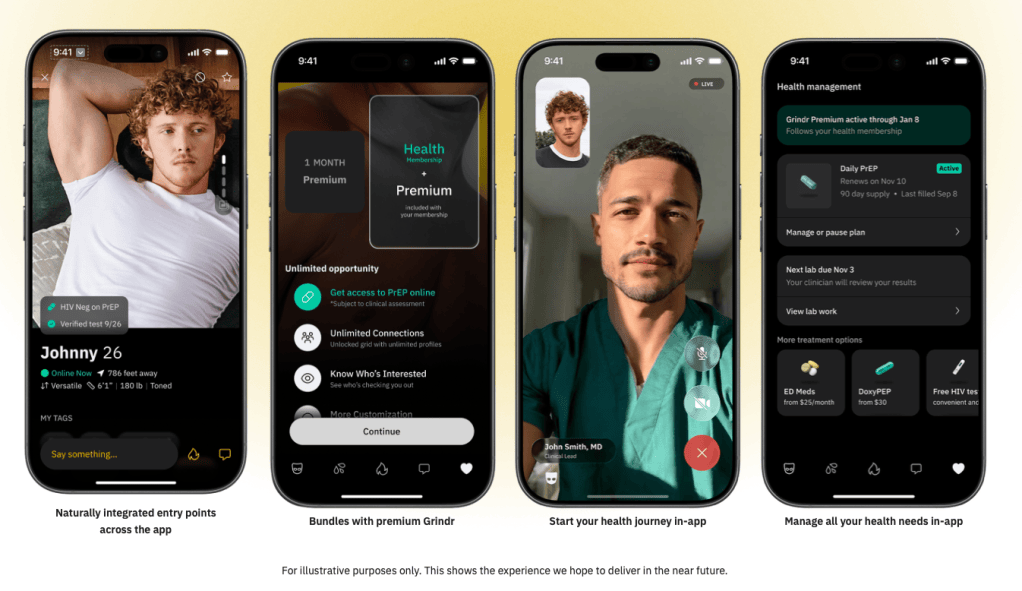 Services de santé illustratifs Grindr que l'application espère fournir